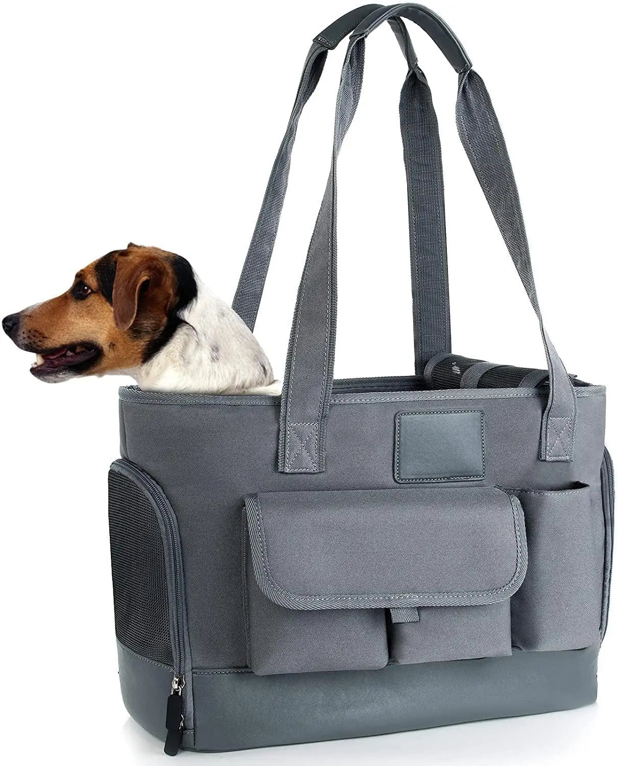 Pets Carrier Bag Soft-Sided Foldable Waterproof Breathable Solid Purse Puppies Pet Travel Portable Tote Grey