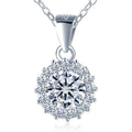 Wholesale S925 Sterling Silver Platinum Plated Gra VVS 1ct Moissanite Trendy Sunflower Pendant Necklace Chain Gift Lady Women