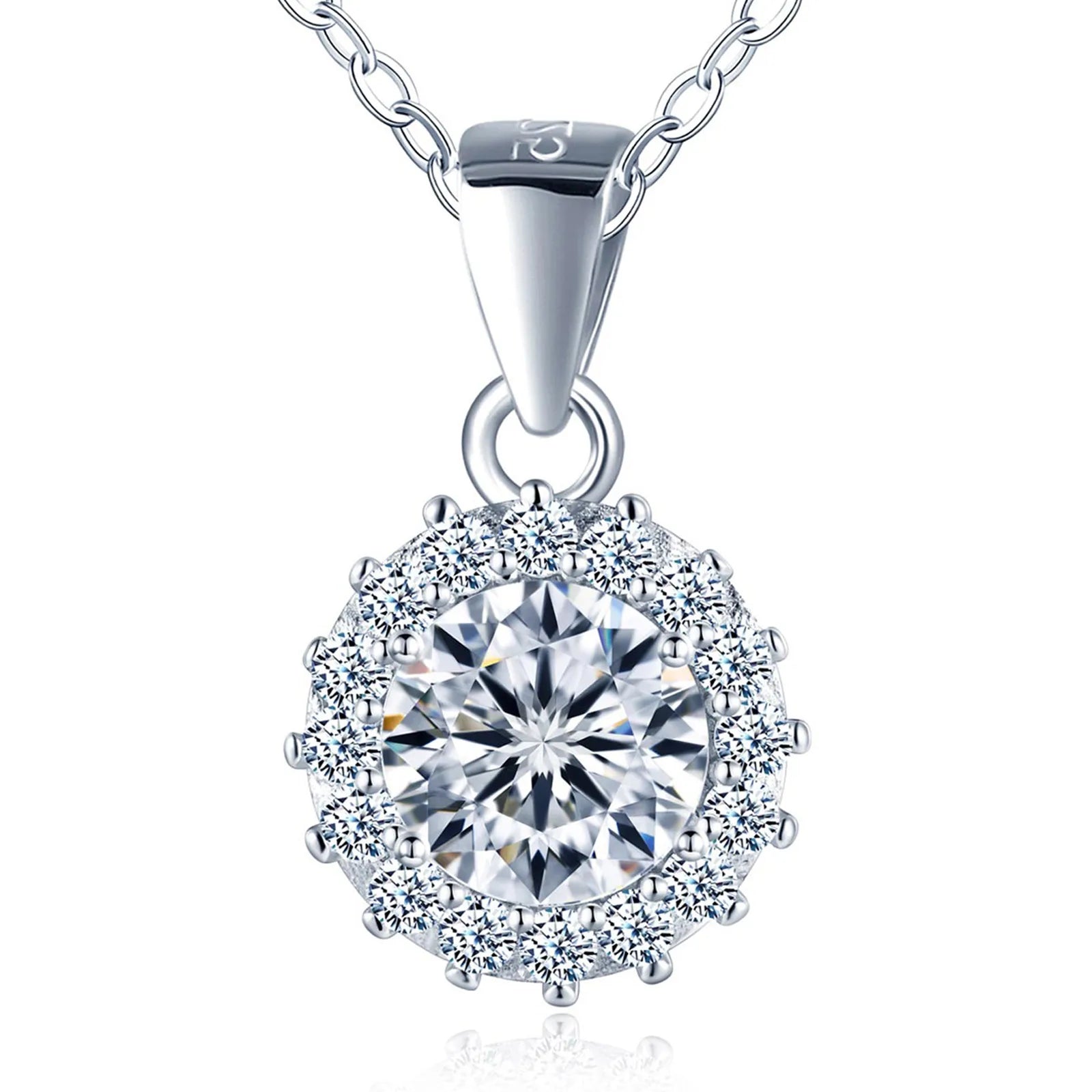 Wholesale S925 Sterling Silver Platinum Plated Gra VVS 1ct Moissanite Trendy Sunflower Pendant Necklace Chain Gift Lady Women