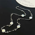 55cm International Style Cro Heart Button Sweater Chain AAAA Grade Platinum Plated Luxury Baroque Freshwater Pearl Necklace 12mm