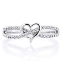 CAOSHI OEM Heart Shaped Cross Design Full Paved Imitated Diamond Hollow Finger Rings for Women Wedding Silver Plated CZ Rings