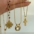 Trendy Waterproof Spiritual Jewellery Vintage Stainless Steel Jewelry Cross Pendent Necklace 18k Gold Cross Necklace