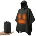 Hooded Raincoat Heated Cloak for Adults Camping Black Rain Gear Heated Hoodie Heated Hoodie Blanket