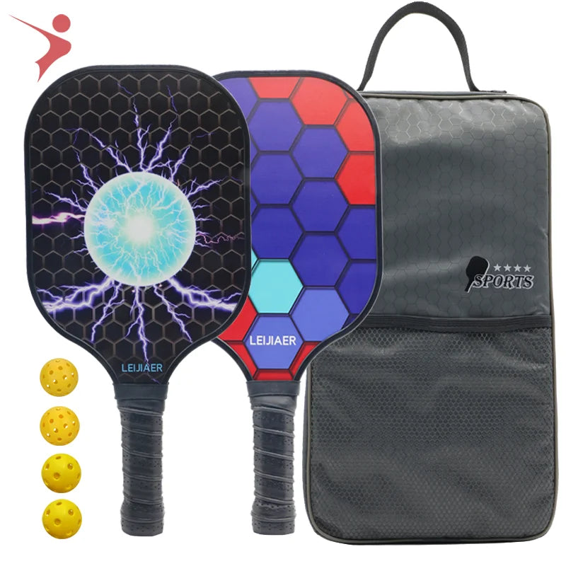 Customs Glass Fiber Pickleball Paddle or Carbon Pickleball Racket 2 Paddle 4 Balls Indoor/ Outdoor Sports Pickleball Balls Suit
