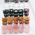Wholesale Cute Fluorite Hello Kitty Cat Natural Carved Rose Quartz Crystal Hello Kitty Cat for Gifts