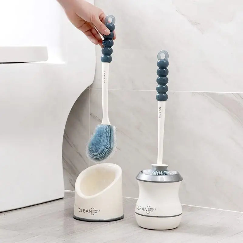 Eco-Friendly Silicone Bristles Toilet Scrubber Convenient Cleaning Brushes with Holder