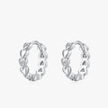 Ailmay Genuine 925 Sterling Silver Sparkling Crystal Romantic Elegant Heart Hoop Earrings for Women Wedding Engagement Jewelry