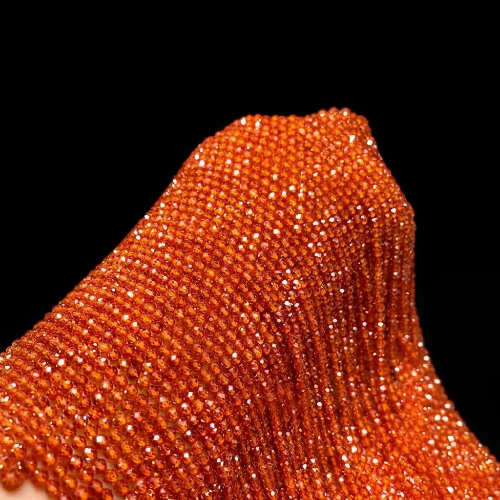 2mm Fashion Zircon for Jewelry Making Crafts Orange Red Round Faceted Gemstone Loose Beads 15"