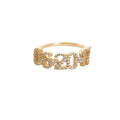 Qiuhan OEM Trendy Copper Birthstone Ring 6mm Zircon Birth Year Number Custom Letter Ring for Women