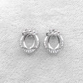 Sterling Silver 6*8mm Semi Mount Stud Earrings Empty Support Blank Claws Setting S925 Base Without Center Stone for DIY Inlay