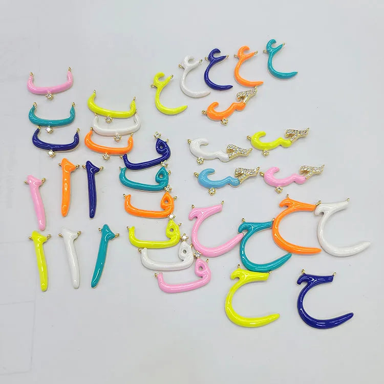 CZ8534  CZ Enameedl Multicolor Allah Religious Arabic Alphabet Initial Pendant Islamic Jewellery Supplies