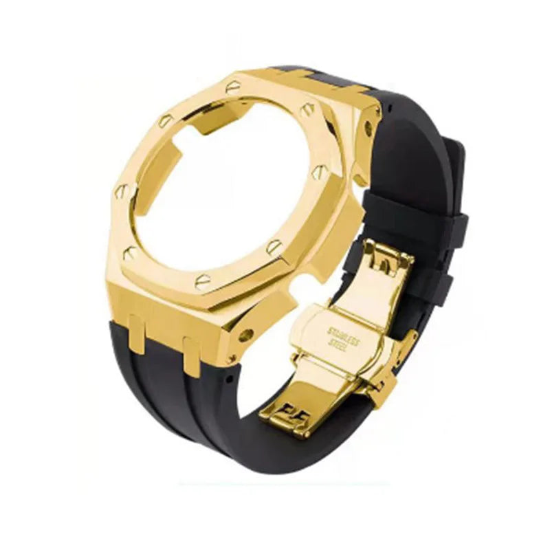 Hot Sale Silver Black Accessory Adjustable Luxury Packing Stainless Steel Wrist Watch Straps Metal Band for Ga2100