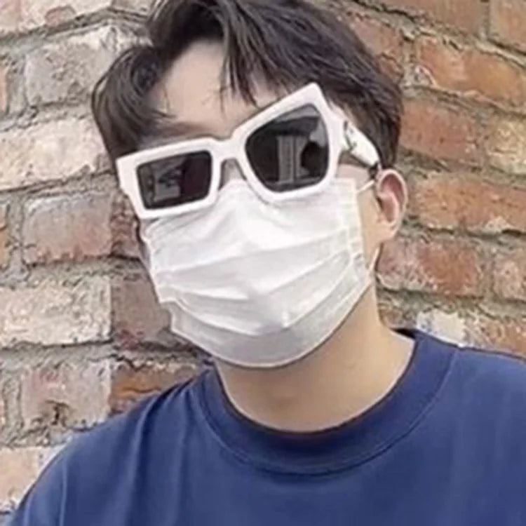 2023 Eyebrow Funny Sunglasses Personality Irregular Size Eyes White Black Personality Hip Hop Square Cute Frame Sunglasses
