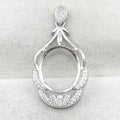 Sterling Silver 12*14mm Semi Mount Pendant Empty Frame Blank Support Setting S925 Base Holder Without Center Stone for DIY Inlay