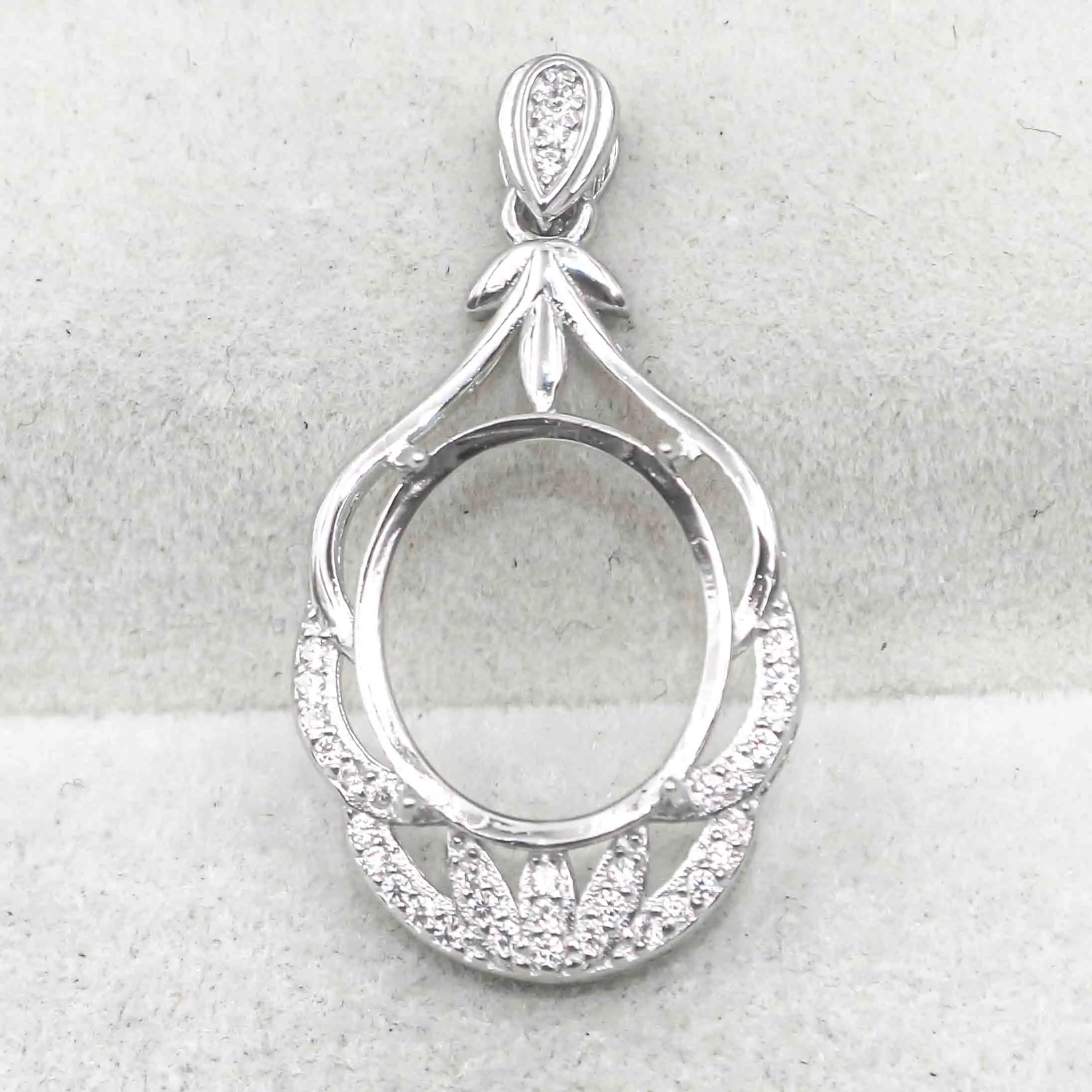 Sterling Silver 12*14mm Semi Mount Pendant Empty Frame Blank Support Setting S925 Base Holder Without Center Stone for DIY Inlay
