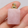 Hongzhuo Rose Quartz Cylindrical Shape Necklace Perfume Bottle Essential Oil Bottle Pendant