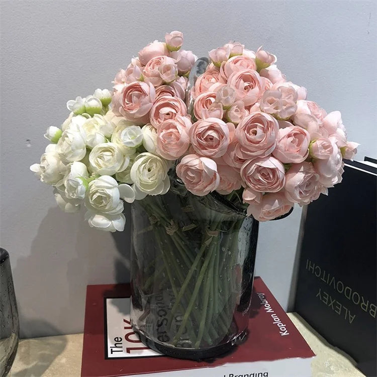 Wholesale Autumn Ranunculus Artificial Flowers Land Lotus Ranunculus Bouquet for Home Wedding Decoration