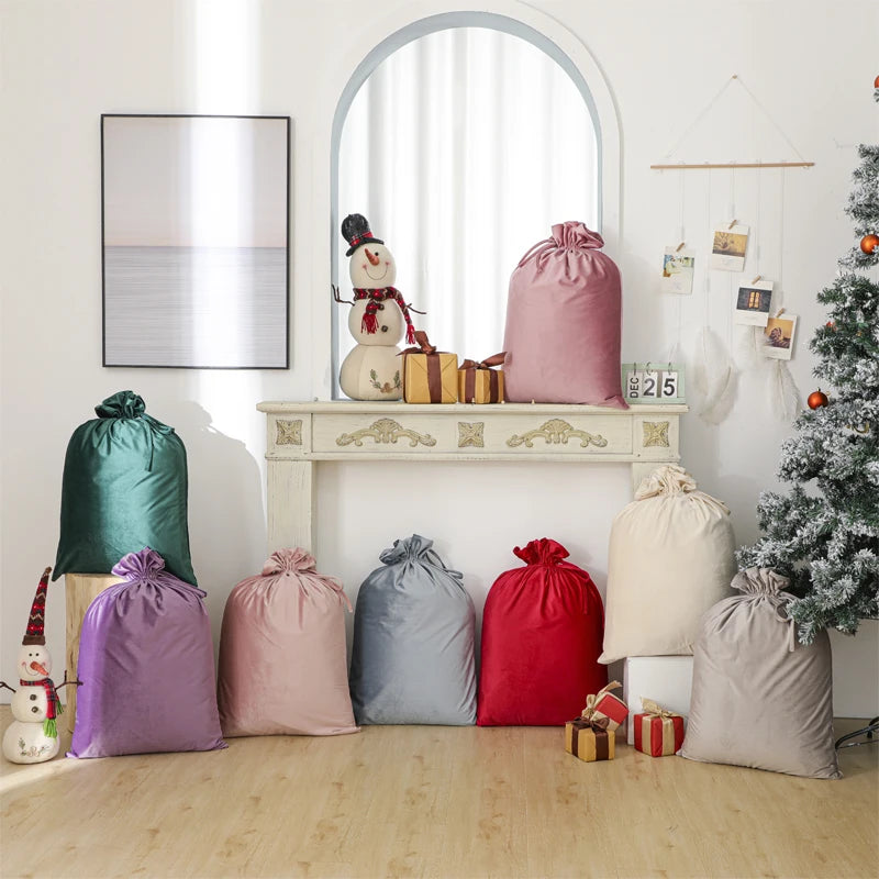 Personalized Velvet Santa Sack Blank Santa Sack Luxury Sublimation Christmas Gift Bags
