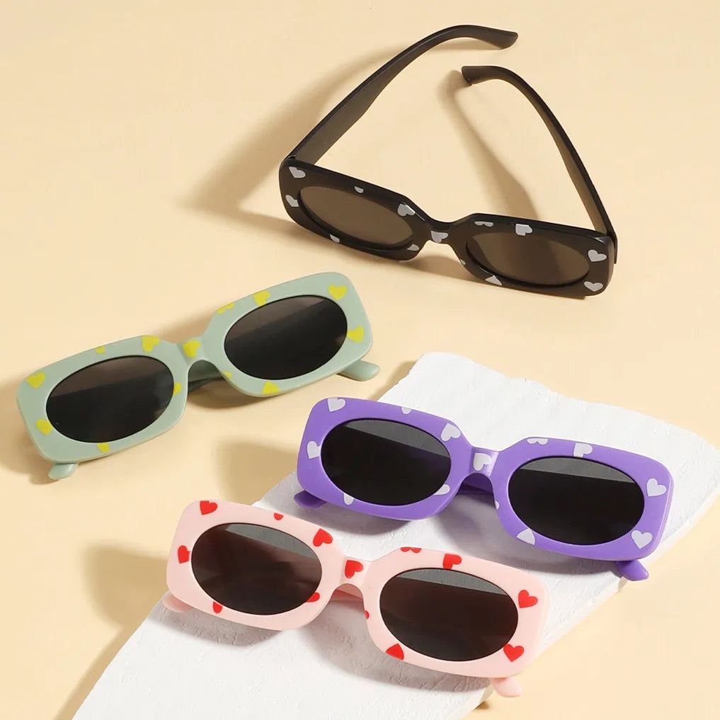 New Arrivals Fashion Plastic Rectangle Sun Glasses Uv 400 Children Heart Cute Styles Custom logo Sunglasses for Girls Boys