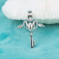 C030079 Sterling Silver Key Wing Shape Freshwater Pearl Cage Pendant Necklace Jewelry Locket for Pearl Party