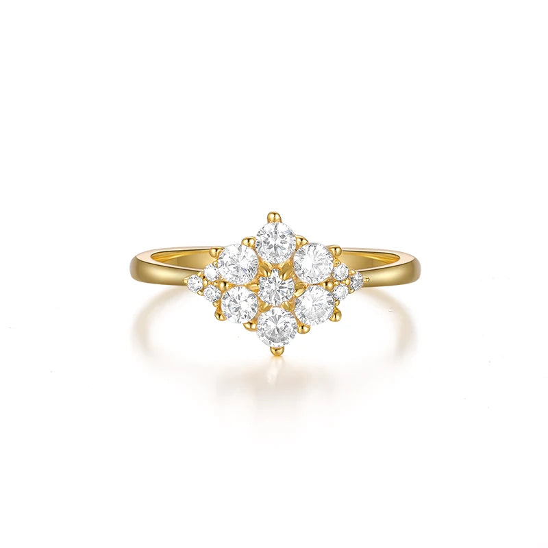 Fashion 925 Sterling Silver Fashion Jewelry Rings Geometric Flower Zircon Gold Plated Wedding Rings Jewelry Women