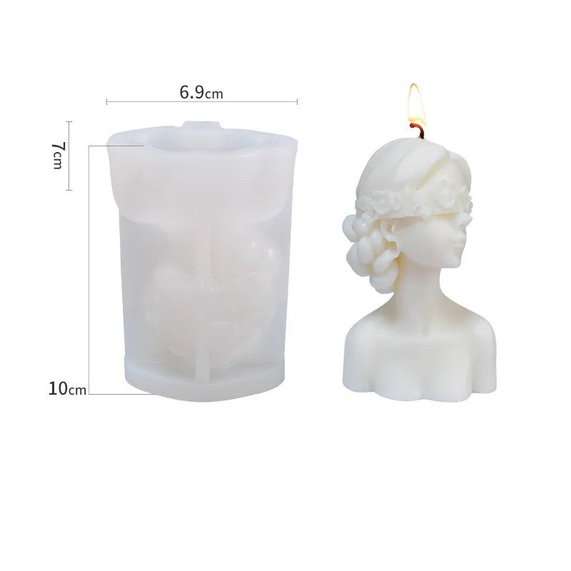 Beauty Girl Sculpture DIY Eco-Friendly Odorless Silicone Candle Molds with OPP Bag Packaging
