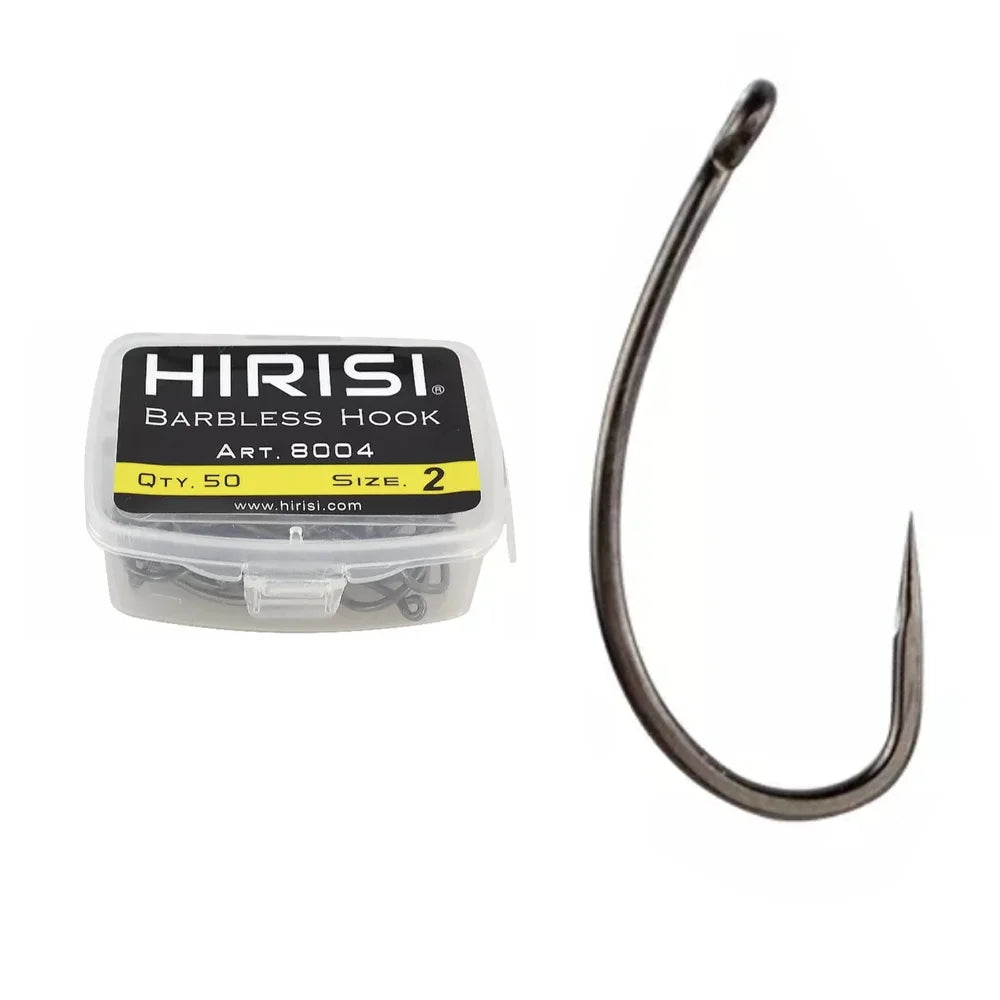 Hirisi 8004 Carp Fishing Hooks Barbless Coating Non-barb Fish Hooks High Carbon Steel Hooks