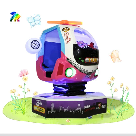 Indoor Coin-Operated Air Taxi Kids Amusement Fiberglass Video Game Machine 360 Degree Rotation 1 Year English for Family