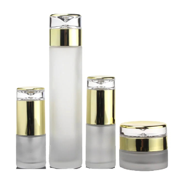 Frost Glass Bottles 20ML 30ml 40ml 60ml 80ml 100ml 120ML Gold Spray Lotion Pump Empty Cosmetic Container Cream Jar 30G 50G