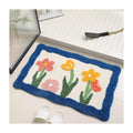 Tulip Pattern Rectangular Cushion Bathroom Absorbent Suede Foot Mat