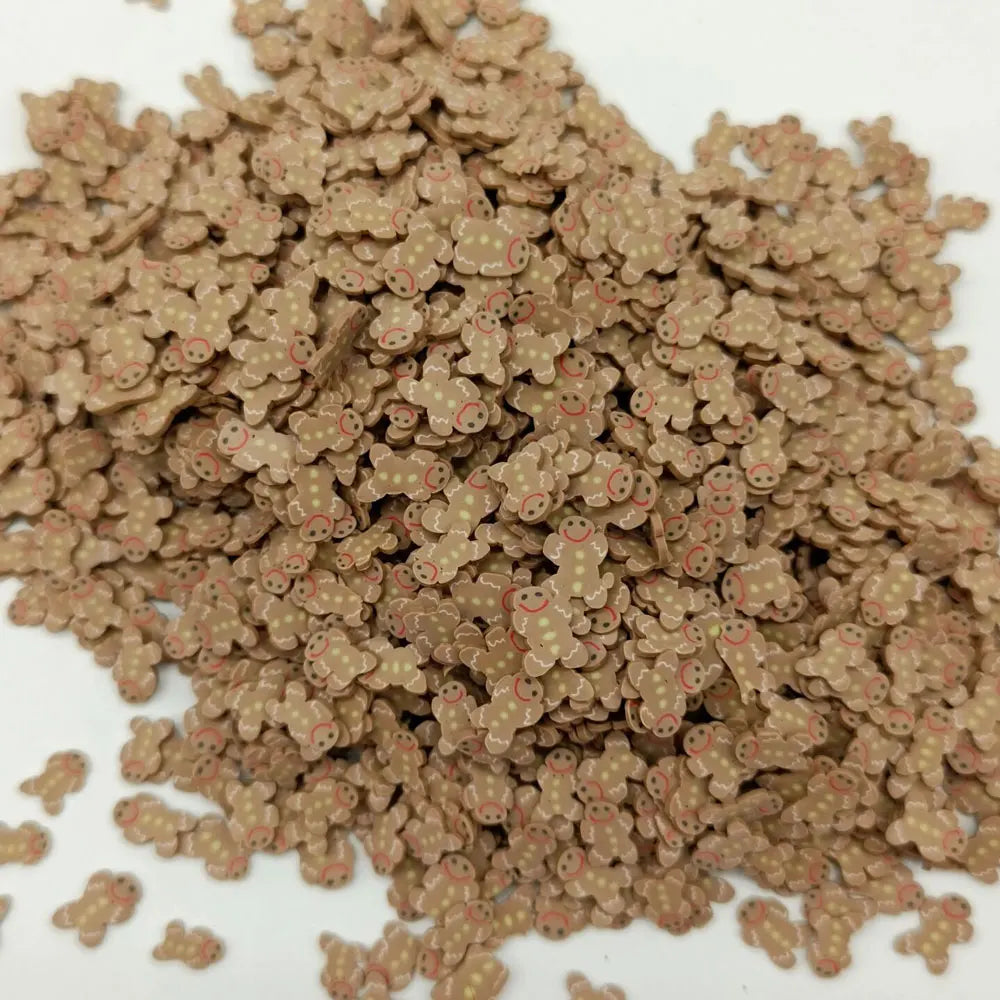 500g Christmas Brown Gingerbread Man Slices Polymer Clay Sprinkles DIY Slime Filling Accessories Nail Decoration Craft 5MM