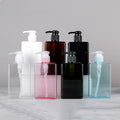 Wholesale PET Body Square Plastic Pump Bottle for Shampoo and Lotion 100ml 250ml 450ml Sizes for Liquid Soap and Hand Wash