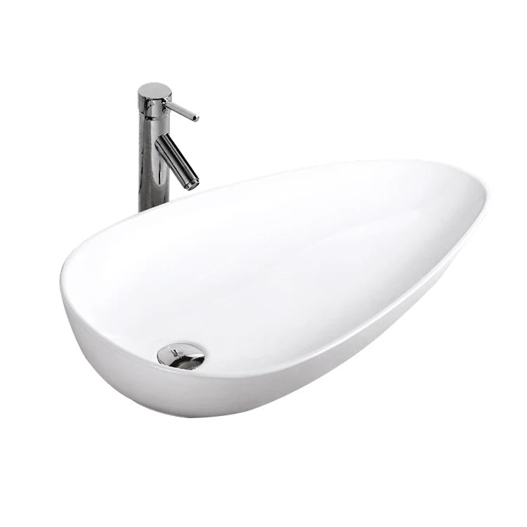 Customized Lavabo Egg Shape Ceramic Table Top Art Hand Wash Basin Big Size Bathroom Countertop Vessel Sink