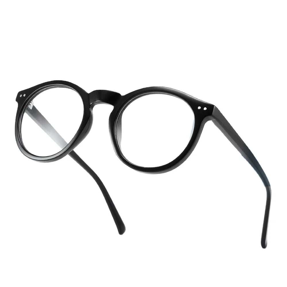 Black Acetate Classic High Computer Glasses Rivet Women Men Optical Frame Retro Transparent Custom Logo Prescription Eyewear