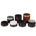 30~250ml Plastic Face Cream Jar Amber Cosmetic Container Packaging Body Cream Pot Custom Label Empty Jars for Lotions and Creams
