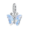 HOT 925 Sterling Silver Beautiful Blue Aurora Butterfly Pendent Charms Beaded Fit Original DIY Bracelet Bangle Jewelry SCC2305