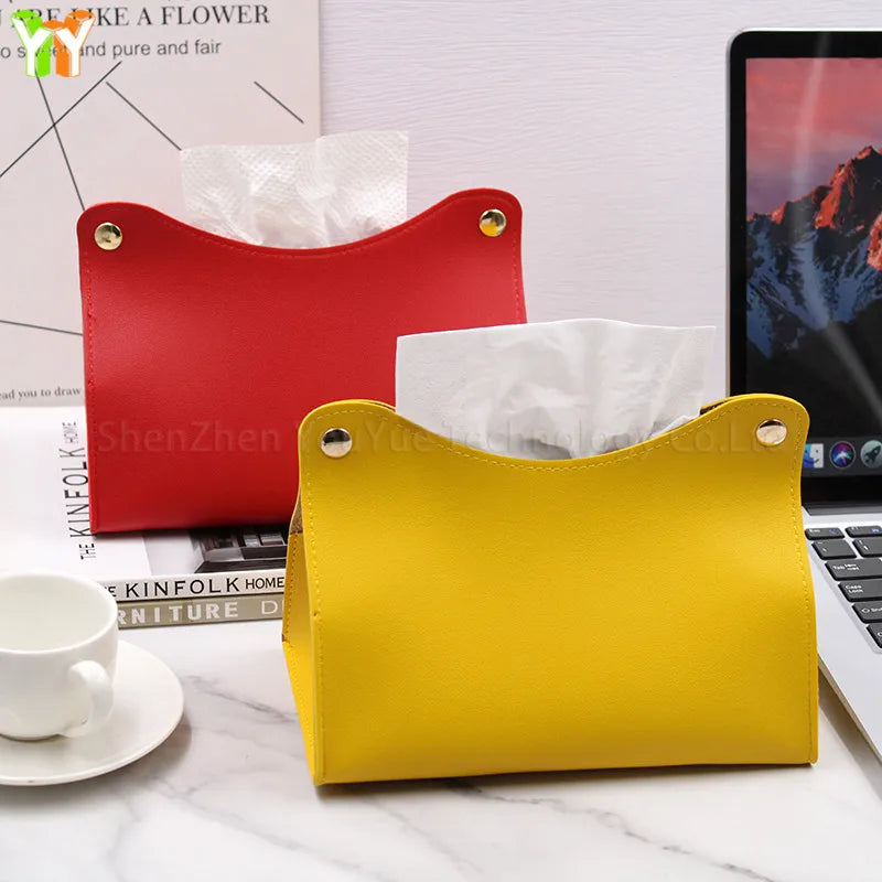 Modern PU Leather Facial Tissue Box Holder Napkin Holder Paper Case Dispenser Organizer for Bathroom
