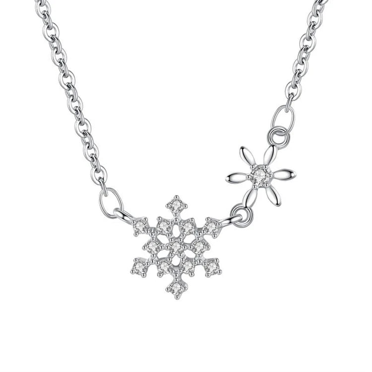 Fine Jewelry Snowflake Pendant 925 Sterling Silver Micro Inlay CZ Diamond Necklace for Women