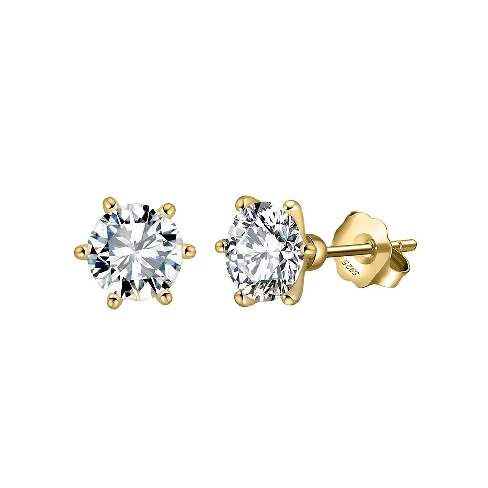 Rinntin LZE07 Classic and Simple Design Round Brilliant Cut 8a Cubic Zircon Diamond Sterling Silver Stud Earring