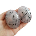 Natural Black Tourmaline Quartz Palm Black Rutile Quartz Palm Soap Stone Healing Crystal