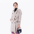 2023 Bosha Beige Women's Winter Trench Coat Long Double Breasted Cashmere Overcoat Solid Style Woolen Fabric