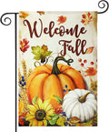 12x18 Inch Double Sided Welcome Fall Pumpkin Maple Burlap Garden Flags For Farmhouse Autumn Holiday Party