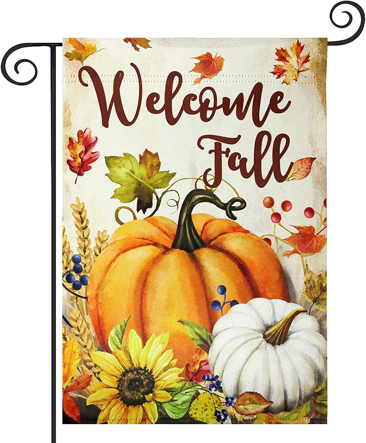 12x18 Inch Double Sided Welcome Fall Pumpkin Maple Burlap Garden Flags For Farmhouse Autumn Holiday Party