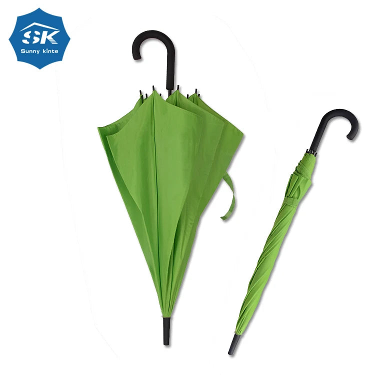 2025 Hotel Promotion Gift High Quality 23 Inch 8 Ribs Straight Green Wooden Umbrella with Manual Control High Quality Logo