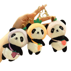 15cm Promotion Cute Fluffy Fruit Panda Doll Plush Toys Keychains Pendant Stuffed Animals Wholesale Kawaii Plush Panda Keychain