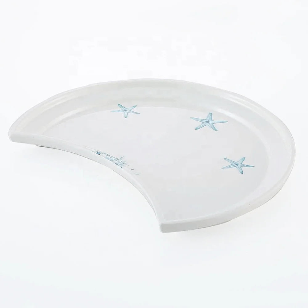 Factory Supply Restaurant Dinnerware Unique Moon Shape 11 Inch Melamine Dinner Plate