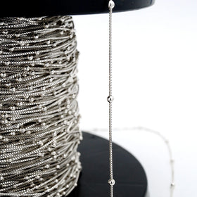 High Quality Manufacture Satellite Chain 0.65mm Box Chain with 2mm Round Beads Real 925 Silver Chain Roll for Jewelry Making