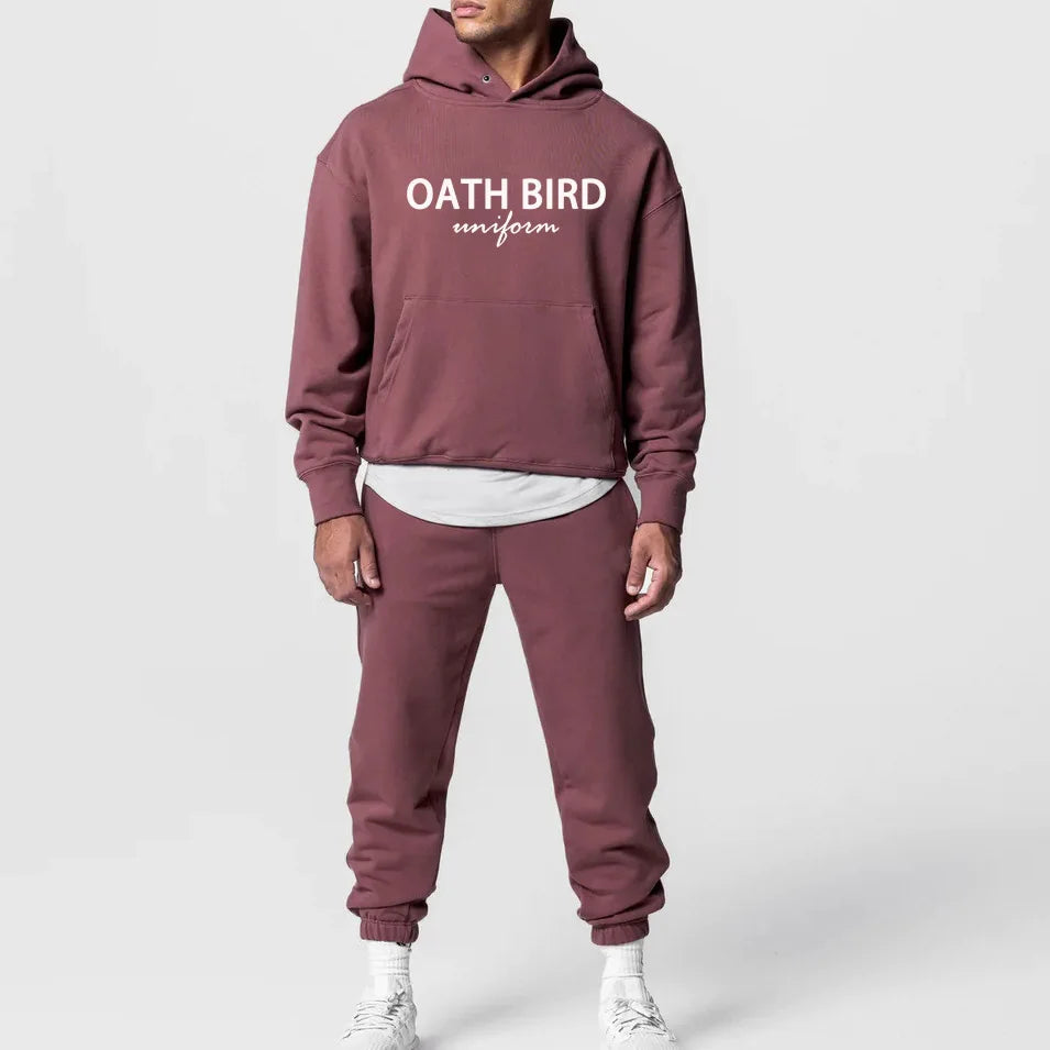 Custom Logo Blank Cotton French Terry Men Running Tracksuit Jogging Suits Streetwear Hoodie and Joggers Set Sweatsuits