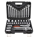 Good King Auto Repair 38 Pcs  1/2" 1/4"Dr Socket Spanner L Bar full Tool Set Black Box