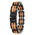 Chinese Manufacturer Vintage Anniversary 2 Color Optional Personalized Segmented Natural Walnut Olive Wood Links Bracelet